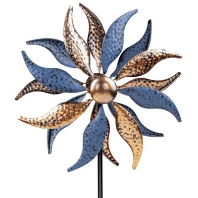 levandeo Gartenstecker Windrad H123cm Metall Gold Blau Windmühle Erdspieß Garten Deko Metallstecker Blumenstecker levandeo Gartenstecker Windrad H123cm Metall Gold Blau Windmühle Erdspieß Garten Deko Metallstecker Blumenstecker