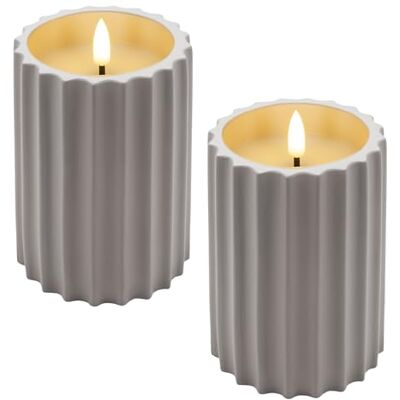 Spetebo Outdoor LED Kerze Beton Design 13 x 8 cm mit Timer batteriebetrieben 2er Set Künstliche Tischkerze geriffelt warm weiß für Außen und Innen mit Flammeneffekt Garten Tisch Deko Windlicht Spetebo Outdoor LED Kerze Beton Design 13 x 8 cm mit Timer batteriebetrieben 2er Set Künstliche Tischkerze geriffelt warm weiß für Außen und Innen mit Flammeneffekt Garten Tisch Deko Windlicht