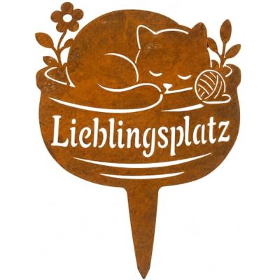 POPNOOK Gartendeko Rost, Gartenstecker, Katze Lieblingsplatz, Katzendeko Aus 1,0 mm Eisen in Edelrost-Optik, wetterfest – Gartenschild für Blumenbeet, Pflanzkübel, Terrasse und Balkon POPNOOK Gartendeko Rost, Gartenstecker, Katze Lieblingsplatz, Katzendeko Aus 1,0 mm Eisen in Edelrost-Optik, wetterfest – Gartenschild für Blumenbeet, Pflanzkübel, Terrasse und Balkon
