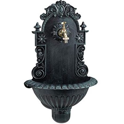 Relaxdays Wandbrunnen, Antik-Stil, Nostalgie, Garten, Terrasse, Wasserhahn, Becken, hängend, HBT: 62 x 38 x 20 cm, grün Relaxdays Wandbrunnen, Antik-Stil, Nostalgie, Garten, Terrasse, Wasserhahn, Becken, hängend, HBT: 62 x 38 x 20 cm, grün