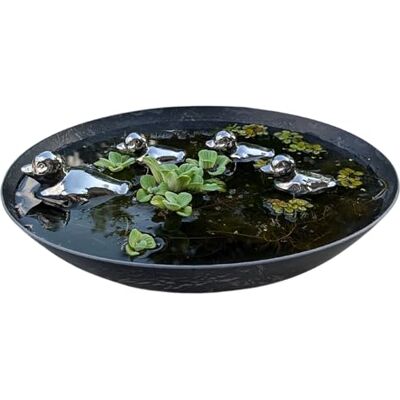 Storm Keramik Entenfamilie 35cm graue Kunststoffschale Elegante Dekoration Silber Miniteich Set Balkonteiche Schwimmdeko für Teich Storm Keramik Entenfamilie 35cm graue Kunststoffschale Elegante Dekoration Silber Miniteich Set Balkonteiche Schwimmdeko für Teich