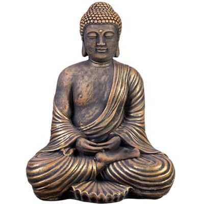 gartendekoparadies.de Buddha Statue in exklusiver Farbgebung, Steinfigur, H. 42 cm, 19 kg, Gold, frostsicher aus Steinguss für Außenbereich gartendekoparadies.de Buddha Statue in exklusiver Farbgebung, Steinfigur, H. 42 cm, 19 kg, Gold, frostsicher aus Steinguss für Außenbereich