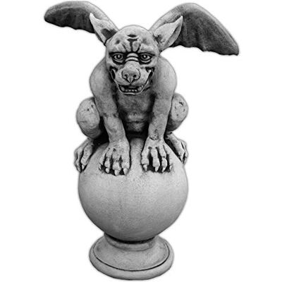 gartendekoparadies.de Gargoyle auf Kugel, Steinfigur, H. 48 cm, 18 kg, Grau, frostsicher aus Steinguss für Außenbereich gartendekoparadies.de Gargoyle auf Kugel, Steinfigur, H. 48 cm, 18 kg, Grau, frostsicher aus Steinguss für Außenbereich