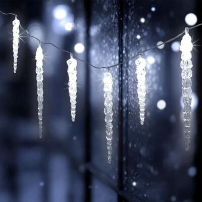 Spetebo LED Eiszapfen Lichterkette kalt weiß mit Timer 285cm / 20 LEDs, Garten Deko Beleuchtung, 8 Funktionen, Outdoor Weihnachten Winterdeko, Lichtvorhang Spetebo LED Eiszapfen Lichterkette kalt weiß mit Timer 285cm / 20 LEDs, Garten Deko Beleuchtung, 8 Funktionen, Outdoor Weihnachten Winterdeko, Lichtvorhang