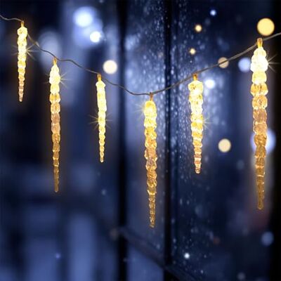 Spetebo LED Eiszapfen Lichterkette warm weiß 285cm / 20 LEDs Timer, 8 Funktionen, Outdoor Weihnachten, Winterdeko Lichtvorhang, Garten Deko Beleuchtung Spetebo LED Eiszapfen Lichterkette warm weiß 285cm / 20 LEDs Timer, 8 Funktionen, Outdoor Weihnachten, Winterdeko Lichtvorhang, Garten Deko Beleuchtung