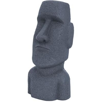 ECD Germany Moai Figur Rapa NUI Kopf 53,5 cm hoch Grau aus wetterfestem Kunstharz Polyresin, Osterinsel Statue als Dekoration für Haus und Garten, Gartenfigur Dekofigur, Skulptur für Innen und Außen ECD Germany Moai Figur Rapa NUI Kopf 53,5 cm hoch Grau aus wetterfestem Kunstharz Polyresin, Osterinsel Statue als Dekoration für Haus und Garten, Gartenfigur Dekofigur, Skulptur für Innen und Außen