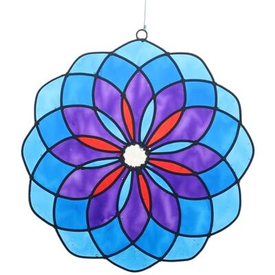 Fenster Hängedeko Sonnenfänger – Handgemachter Suncatcher für magische Lichtspiele – Fensterdeko und Gartendekon – Handbemalte Fensterdekoration Motiv Mandala blau Fenster Hängedeko Sonnenfänger – Handgemachter Suncatcher für magische Lichtspiele – Fensterdeko und Gartendekon – Handbemalte Fensterdekoration Motiv Mandala blau