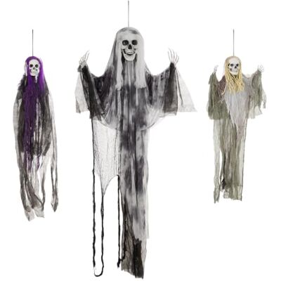 HOMCOM 3er-Set Halloween Dekoration, 90/110/200cm Hängendes Skelett mit verstellbare Arme, Haustür Deko, Spukhaus-Requisite in Lebensgröße, für Hof Rasen, Garten, Party HOMCOM 3er-Set Halloween Dekoration, 90/110/200cm Hängendes Skelett mit verstellbare Arme, Haustür Deko, Spukhaus-Requisite in Lebensgröße, für Hof Rasen, Garten, Party