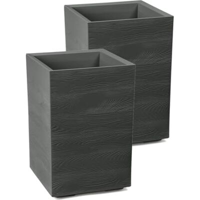 Kreher ® XL Pflanzkasten Pflanzkübel Übertopf 'Eco Wood' in verschiedenen Größen. Tolle Holz Optik in Anthrazit! Aus robustem, recyceltem Kunststoff. (2, 40x40x60 cm) Kreher ® XL Pflanzkasten Pflanzkübel Übertopf 'Eco Wood' in verschiedenen Größen. Tolle Holz Optik in Anthrazit! Aus robustem, recyceltem Kunststoff. (2, 40x40x60 cm)