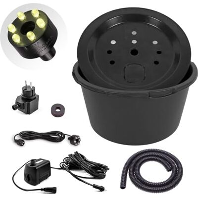 CLGarden Set Springbrunnpumpe SP1 LED warmweiß mit 90l PE Becken GFK Abdeckung Springbrunnenbecken für Gartenbrunnen Wasserspiel DIY 12V Wasserpumpe CLGarden Set Springbrunnpumpe SP1 LED warmweiß mit 90l PE Becken GFK Abdeckung Springbrunnenbecken für Gartenbrunnen Wasserspiel DIY 12V Wasserpumpe