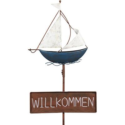 Posiwio dekorativer Garten-Stecker Deko-Stecker Schild Willkommen Segelboot Metall bemalt ausgefallen Posiwio dekorativer Garten-Stecker Deko-Stecker Schild Willkommen Segelboot Metall bemalt ausgefallen