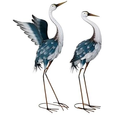 Relaxdays Gartendeko Figur Reiher 2er Set, Vogelschreck Garten, Teich, Fischreiher Outdoor, Dekovogel Metall, Mehrfarbig Relaxdays Gartendeko Figur Reiher 2er Set, Vogelschreck Garten, Teich, Fischreiher Outdoor, Dekovogel Metall, Mehrfarbig