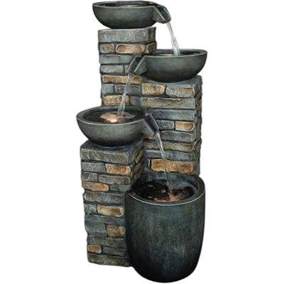 Dehner Gartenbrunnen Mattone, Outdoor-Brunnen, mit LED-Beleuchtung, solarfähig, ca.46x89x43 cm, Polyresin, grau Dehner Gartenbrunnen Mattone, Outdoor-Brunnen, mit LED-Beleuchtung, solarfähig, ca.46x89x43 cm, Polyresin, grau