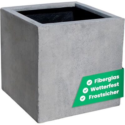 VIVANNO Pflanzkübel Fiberglas Block 30x30x30 cm Beton-Design Grau Blumenkübel Quadratisch Frostsicherer Pflanztopf für Draußen & Drinnen 27L Volumen Wetterfester Würfel VIVANNO Pflanzkübel Fiberglas Block 30x30x30 cm Beton-Design Grau Blumenkübel Quadratisch Frostsicherer Pflanztopf für Draußen & Drinnen 27L Volumen Wetterfester Würfel