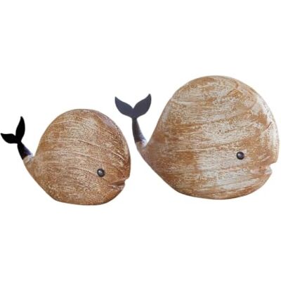 Loberon Deko-Wal 2er Set Brisdon, braun/schwarz Figur, Fisch, Wal, Natürlich strukturiertes Holz, Detailreiche Eisenflossen, Set aus 2 Walen Loberon Deko-Wal 2er Set Brisdon, braun/schwarz Figur, Fisch, Wal, Natürlich strukturiertes Holz, Detailreiche Eisenflossen, Set aus 2 Walen