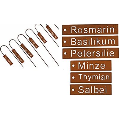 khevga Kräuterstecker Garten Metall Rost – 6er Set Kräuterschilder für Basilikum, Rosmarin, Thymian – Pflanzstecker Outdoor & Topf Deko khevga Kräuterstecker Garten Metall Rost – 6er Set Kräuterschilder für Basilikum, Rosmarin, Thymian – Pflanzstecker Outdoor & Topf Deko