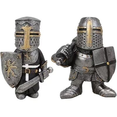 LIULINY 12.5cm Gothic Ritter Wächter Zwerg, Mini Gartenzwerge Ritter Figur Mittelalterlicher Europäischer Kreuzritter Dekoration, Wasserdicht Harz Ornament für Hof Rasen Garten Dkorationene (A) LIULINY 12.5cm Gothic Ritter Wächter Zwerg, Mini Gartenzwerge Ritter Figur Mittelalterlicher Europäischer Kreuzritter Dekoration, Wasserdicht Harz Ornament für Hof Rasen Garten Dkorationene (A)