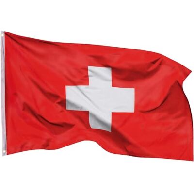 Aricona Schweiz Flagge 90x150cm wetterbeständige Fahne mit Messingösen, 100% Polyester, robuste Doppelnaht & in lebendigen Farben ideal für Flaggen-Liebhaber Aricona Schweiz Flagge 90x150cm wetterbeständige Fahne mit Messingösen, 100% Polyester, robuste Doppelnaht & in lebendigen Farben ideal für Flaggen-Liebhaber