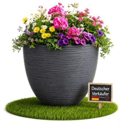 Ondis24 Pflanzkübel Isis Schiefer 50cm Frostsicher, UV-Beständig, Für Innen- und Außenbereich, Blumenkübel Ondis24 Pflanzkübel Isis Schiefer 50cm Frostsicher, UV-Beständig, Für Innen- und Außenbereich, Blumenkübel