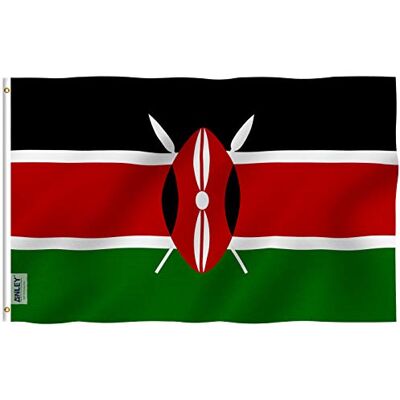 Anley Fly Breeze 3x5 Fuß Kenia Flagge Lebendige Farbe und UV-beständig Canvas Header und doppelt genäht Republic of Kenya Flags Polyester mit Messingösen 3 X 5 Ft Anley Fly Breeze 3x5 Fuß Kenia Flagge Lebendige Farbe und UV-beständig Canvas Header und doppelt genäht Republic of Kenya Flags Polyester mit Messingösen 3 X 5 Ft