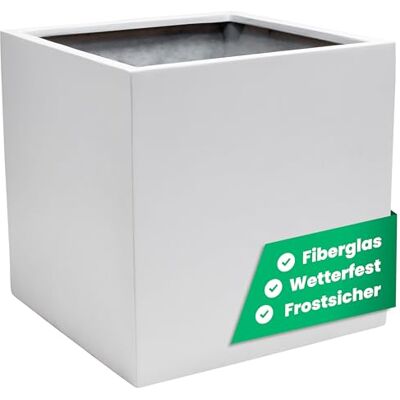 VIVANNO Pflanzkübel Fiberglas Block 50x50x50 cm Weiß Matt Blumenkübel Frostsicherer Pflanztopf in Würfel-Form für Draußen & Drinnen, 125L Volumen, Wetterfester Fiberglas-Würfel für den Garten VIVANNO Pflanzkübel Fiberglas Block 50x50x50 cm Weiß Matt Blumenkübel Frostsicherer Pflanztopf in Würfel-Form für Draußen & Drinnen, 125L Volumen, Wetterfester Fiberglas-Würfel für den Garten