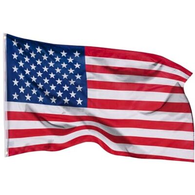 Aricona USA Flagge 90x150cm wetterbeständige Fahne mit Messingösen, 100% Polyester, robuste Doppelnaht & in lebendigen Farben ideal für Flaggen-Liebhaber Aricona USA Flagge 90x150cm wetterbeständige Fahne mit Messingösen, 100% Polyester, robuste Doppelnaht & in lebendigen Farben ideal für Flaggen-Liebhaber