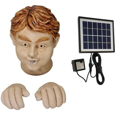 Storm Solar Wasserspeier Kopf mit Händen aus Keramik 3 teiliges Set für Garten/Miniteich Stromlos mit 3m Kabel Handbemalte Teichfigur inkl. Solarpumpe Storm Solar Wasserspeier Kopf mit Händen aus Keramik 3 teiliges Set für Garten/Miniteich Stromlos mit 3m Kabel Handbemalte Teichfigur inkl. Solarpumpe