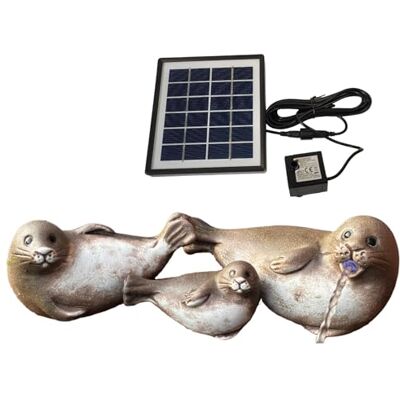 Storm Solar Wasserspeier Robben Set aus Keramik 3er Set Robbenfamilie inkl. Solarpumpe Maritime Dekofiguren für Garten/Balkon Stromloser Teichbrunnen mit 3m Kabel Storm Solar Wasserspeier Robben Set aus Keramik 3er Set Robbenfamilie inkl. Solarpumpe Maritime Dekofiguren für Garten/Balkon Stromloser Teichbrunnen mit 3m Kabel