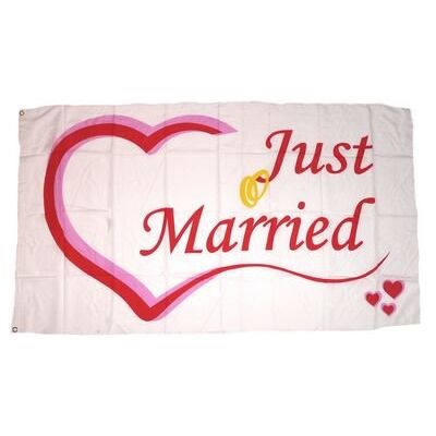 FahnenMax Fahne/Flagge Hochzeit Just Married 90 x 150 cm FahnenMax Fahne/Flagge Hochzeit Just Married 90 x 150 cm