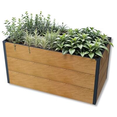 Metzler Hochbeet für den Garten – Stahl in Holzoptik & Anthrazit Witterungsbeständiges Metall-Gartenbeet, Pflanzenbeet, Blumenhochbeet 150 x 75 x 77 cm Metzler Hochbeet für den Garten – Stahl in Holzoptik & Anthrazit Witterungsbeständiges Metall-Gartenbeet, Pflanzenbeet, Blumenhochbeet 150 x 75 x 77 cm