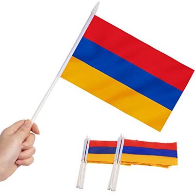 Anley Armenische Miniaturflagge, 5x8 Zoll Handgehaltene Miniaturflagge mit 12" weißem, durchgeHändem Stab lebhafte Farbe und Ausbleichfestigkeit 5.5 x 8 Zoll Handgehaltene Stickflaggen Anley Armenische Miniaturflagge, 5x8 Zoll Handgehaltene Miniaturflagge mit 12" weißem, durchgeHändem Stab lebhafte Farbe und Ausbleichfestigkeit 5.5 x 8 Zoll Handgehaltene Stickflaggen