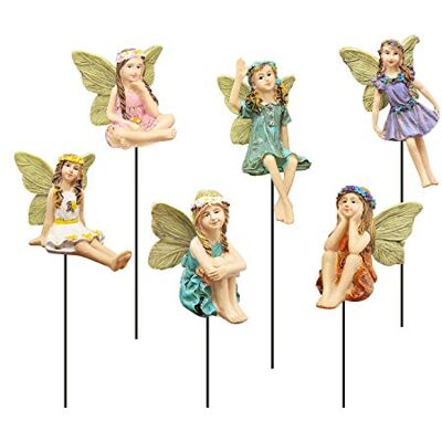FANWNKI Fairy Garden Vintage Resin Fairy Figuren für Outdoor Garten Hof Rasen Supplies Home Decor Set von 6 FANWNKI Fairy Garden Vintage Resin Fairy Figuren für Outdoor Garten Hof Rasen Supplies Home Decor Set von 6