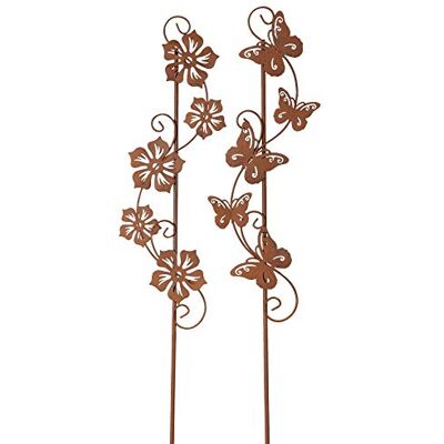 Posiwio dekorativer Gartenstecker Blumenranke und Schmetterlingstanz Metall rostig Preis für 2 Stück als Set Posiwio dekorativer Gartenstecker Blumenranke und Schmetterlingstanz Metall rostig Preis für 2 Stück als Set