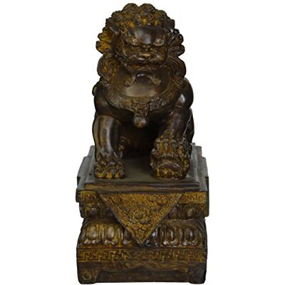 Design Toscano Chinesische Wächterlöwen-Figur, Weiblich, 18 x 4,5 x 23 cm Design Toscano Chinesische Wächterlöwen-Figur, Weiblich, 18 x 4,5 x 23 cm