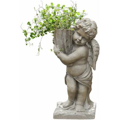 Loberon Übertopf Pirie, antikgrau in Engelsform, steinähnliche Textur, zum Bepflanzen geeignet, Gartendekoration, Gartenzubehör, Outdoor, Magnesiumoxid Loberon Übertopf Pirie, antikgrau in Engelsform, steinähnliche Textur, zum Bepflanzen geeignet, Gartendekoration, Gartenzubehör, Outdoor, Magnesiumoxid