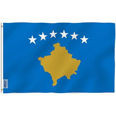 Anley Fly Breeze 3x5 Fuß Kosovo-Flagge Lebendige Farbe und Fade Proof Leinwandkopf und doppelt genäht Kosovar Flags Polyester mit Messingösen 3 X 5 Ft Anley Fly Breeze 3x5 Fuß Kosovo-Flagge Lebendige Farbe und Fade Proof Leinwandkopf und doppelt genäht Kosovar Flags Polyester mit Messingösen 3 X 5 Ft