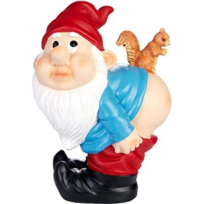 BRUBAKER Gartenzwerg zeigt seinen Po Frecher Zwerg Hose Runter mit Eichhörnchen Gartenfigur Lustig Dekoration Wetterfest für Garten Campingplatz Gartendeko für außen 20 cm groß BRUBAKER Gartenzwerg zeigt seinen Po Frecher Zwerg Hose Runter mit Eichhörnchen Gartenfigur Lustig Dekoration Wetterfest für Garten Campingplatz Gartendeko für außen 20 cm groß