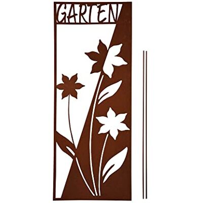 UNUS Garden Gartenschild mit Blumen, Design Gartendeko Rostoptik Gartenstecker aus Edelrost, Rost Deko für Garten UNUS Garden Gartenschild mit Blumen, Design Gartendeko Rostoptik Gartenstecker aus Edelrost, Rost Deko für Garten