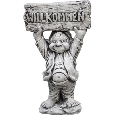 gartendekoparadies.de Gnom,Willkommen'', Steinfigur Wichtel, H. 52 cm, 14 kg, Grau, frostsicher aus Steinguss für Außenbereich gartendekoparadies.de Gnom,Willkommen'', Steinfigur Wichtel, H. 52 cm, 14 kg, Grau, frostsicher aus Steinguss für Außenbereich