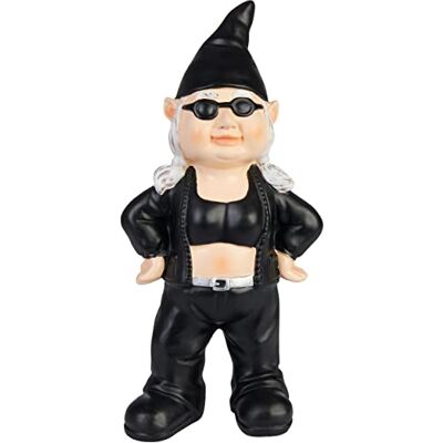 BRUBAKER Gartenzwerg Coole Bikerin Schwarz Rocker Zwergen Frau mit Sonnenbrille Gartenfigur Lustig Dekoration Wetterfest für Garten Campingplatz Gartendeko für außen 23 cm groß BRUBAKER Gartenzwerg Coole Bikerin Schwarz Rocker Zwergen Frau mit Sonnenbrille Gartenfigur Lustig Dekoration Wetterfest für Garten Campingplatz Gartendeko für außen 23 cm groß