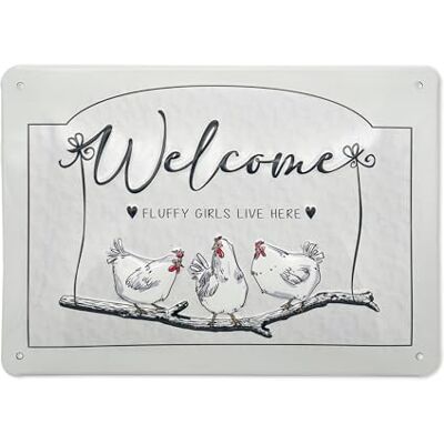 eivolution Dekoschild designed by Hühnergeschichten "Welcome" Landhaus Deko Schild mit Huhn Motiv Metall Deko für Haus & Garten eivolution Dekoschild designed by Hühnergeschichten "Welcome" Landhaus Deko Schild mit Huhn Motiv Metall Deko für Haus & Garten