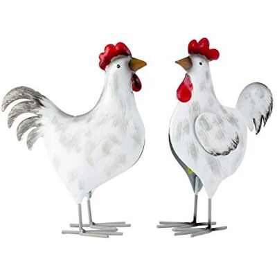unbekannt 2er Set Vogelfiguren Hahn Henne je 21 cm Metallvögel Dekoration unbekannt 2er Set Vogelfiguren Hahn Henne je 21 cm Metallvögel Dekoration
