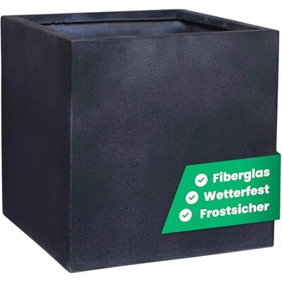 VIVANNO Pflanzkübel Fiberglas Block Frostsicher 40x40x40 cm Anthrazit Blumenkübel Quadratisch in Steinoptik für Draußen & Drinnen Wetterfester Pflanztopf mit 64 L Volumen Anthrazit Grau VIVANNO Pflanzkübel Fiberglas Block Frostsicher 40x40x40 cm Anthrazit Blumenkübel Quadratisch in Steinoptik für Draußen & Drinnen Wetterfester Pflanztopf mit 64 L Volumen Anthrazit Grau