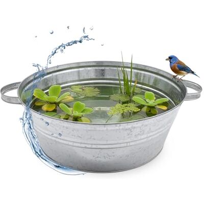 Spetebo Zinkwanne Pflanzkübel 13 Liter Metall Silber 40 x 14 cm mit Griffen Blumenkübel Blumenschale Miniteich Zierteich Garten Schale Deko Kübel Spetebo Zinkwanne Pflanzkübel 13 Liter Metall Silber 40 x 14 cm mit Griffen Blumenkübel Blumenschale Miniteich Zierteich Garten Schale Deko Kübel