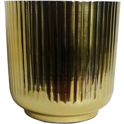 Leaf Gold Fluted Metal Planter - 20cm - Pflanzgefäß Leaf Gold Fluted Metal Planter - 20cm - Pflanzgefäß