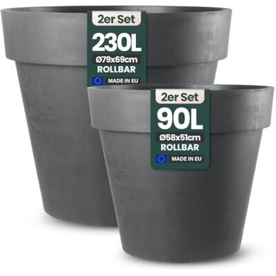 Kreher XXL Pflanztopf/Pflanzkübel rund mit 79 cm / 58 cm Durchmesser, ausstattet mit Rollen! Der Eye-Catcher für Garten, Terrasse, Restaurants & Gewerbe! (Anthrazit, XL+XXL) Kreher XXL Pflanztopf/Pflanzkübel rund mit 79 cm / 58 cm Durchmesser, ausstattet mit Rollen! Der Eye-Catcher für Garten, Terrasse, Restaurants & Gewerbe! (Anthrazit, XL+XXL)