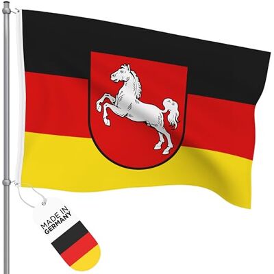 FBS Premium Flagge mit Ösen Wetterfeste Flagge Deutschland 150x100cm Strapazierfähige Fahnen und Flaggen aus aller Welt Deutschland Fahne aus Spun-Polyester 155g/m (Niedersachsen) FBS Premium Flagge mit Ösen Wetterfeste Flagge Deutschland 150x100cm Strapazierfähige Fahnen und Flaggen aus aller Welt Deutschland Fahne aus Spun-Polyester 155g/m (Niedersachsen)