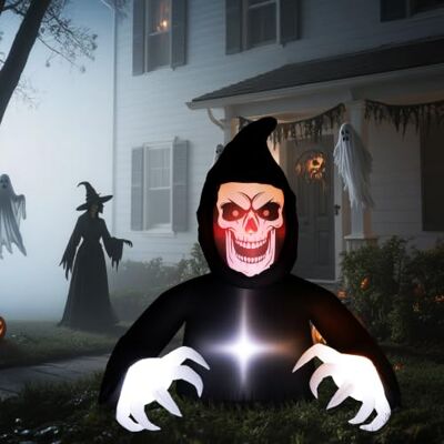 Outsunny Aufblasbarer Sensenmann mit LED-Lichtern 1,9 x 1,15 x 1,8 m Halloween-Dekoration, Mitgeliefertes Gebläse, Outdoor, Hof, Garten, Rasen Outsunny Aufblasbarer Sensenmann mit LED-Lichtern 1,9 x 1,15 x 1,8 m Halloween-Dekoration, Mitgeliefertes Gebläse, Outdoor, Hof, Garten, Rasen