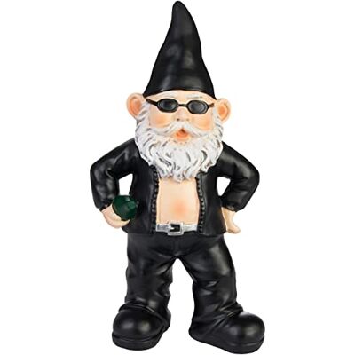 BRUBAKER Gartenzwerg Cooler Biker Schwarz Rocker Zwerg Mann mit Sonnenbrille Gartenfigur Lustig Dekoration Wetterfest für Garten Campingplatz Gartendeko für außen 24 cm groß BRUBAKER Gartenzwerg Cooler Biker Schwarz Rocker Zwerg Mann mit Sonnenbrille Gartenfigur Lustig Dekoration Wetterfest für Garten Campingplatz Gartendeko für außen 24 cm groß