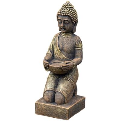 gartendekoparadies.de Buddha-Statue auf einem Podest, Steinfigur, H. 43 cm, 9 kg, aus Steinguss frostsicher für Außenbereich (Gold) gartendekoparadies.de Buddha-Statue auf einem Podest, Steinfigur, H. 43 cm, 9 kg, aus Steinguss frostsicher für Außenbereich (Gold)